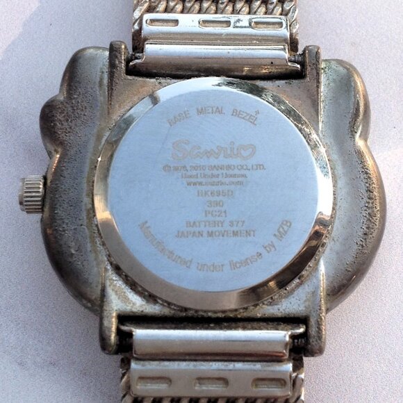 Hello Kitty Sanrio Wrist Watch Big Pink Bow Yellow Nose Silver Mesh Band - Picture 11 of 14